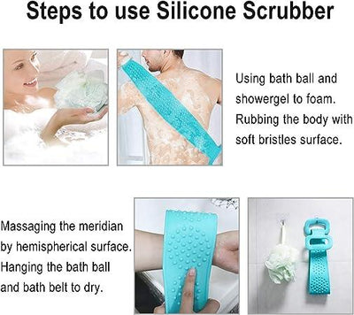 Dual-Side Silicone Body Scrubber with Handle