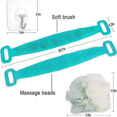 Dual-Side Silicone Body Scrubber with Handle