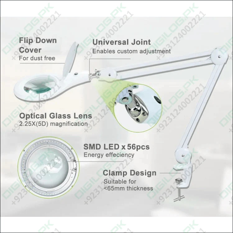 Proskit MA 1209 Clip-on 5D Magnifying Glass LED Light - Perfect for Tool Repair and Detailed Work
