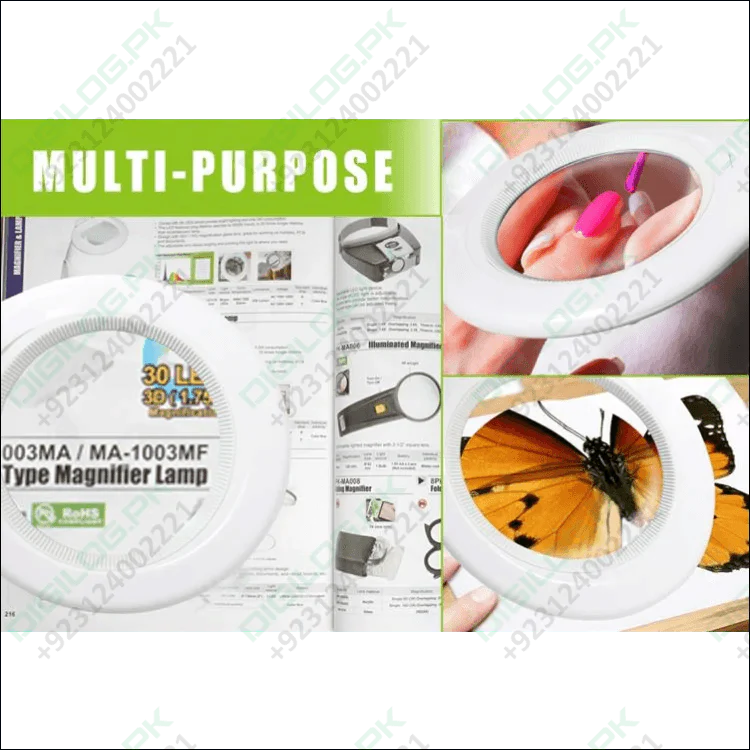 Proskit MA 1209 Clip-on 5D Magnifying Glass LED Light - Perfect for Tool Repair and Detailed Work