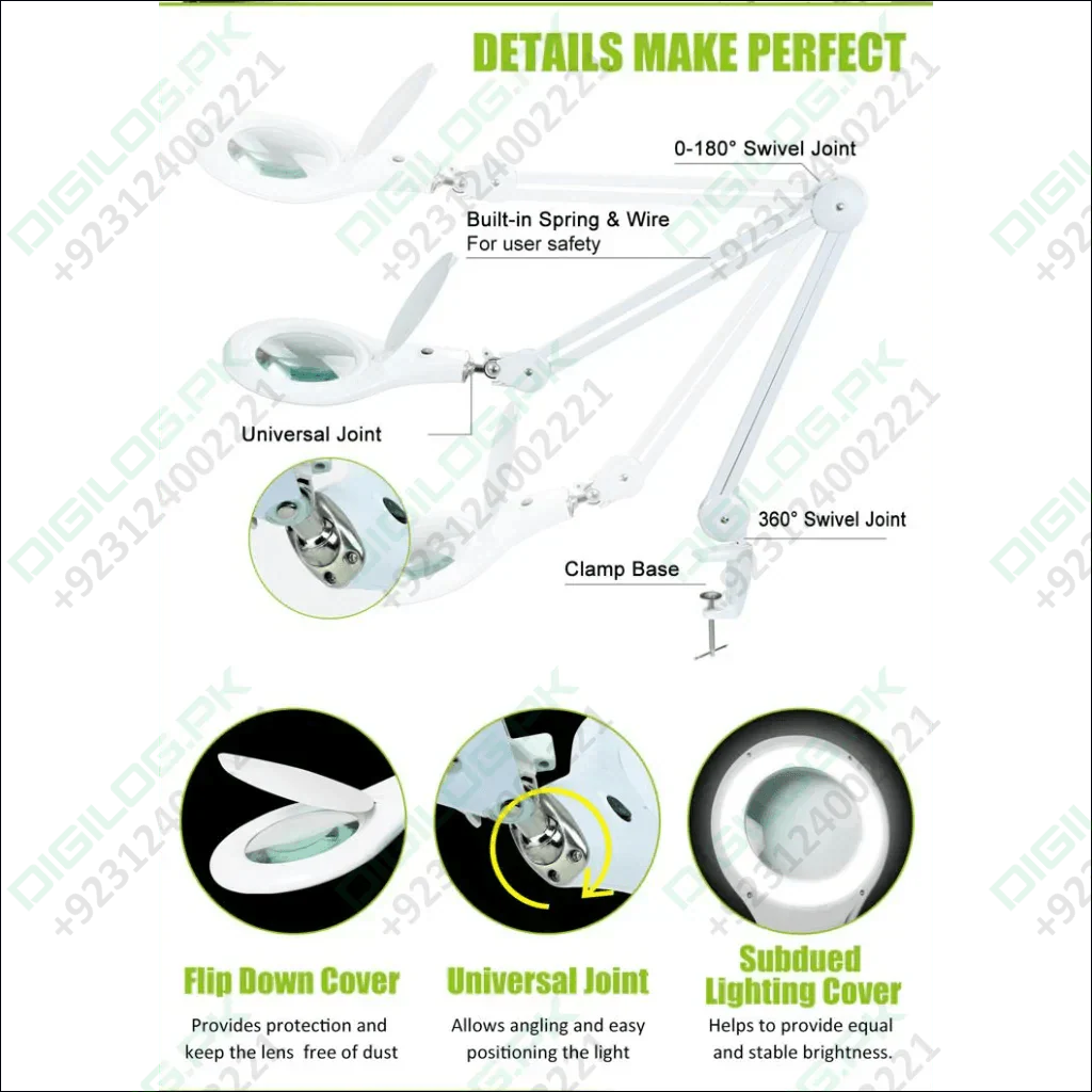 Proskit MA 1209 Clip-on 5D Magnifying Glass LED Light - Perfect for Tool Repair and Detailed Work