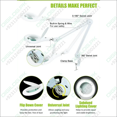 Proskit MA 1209 Clip-on 5D Magnifying Glass LED Light - Perfect for Tool Repair and Detailed Work