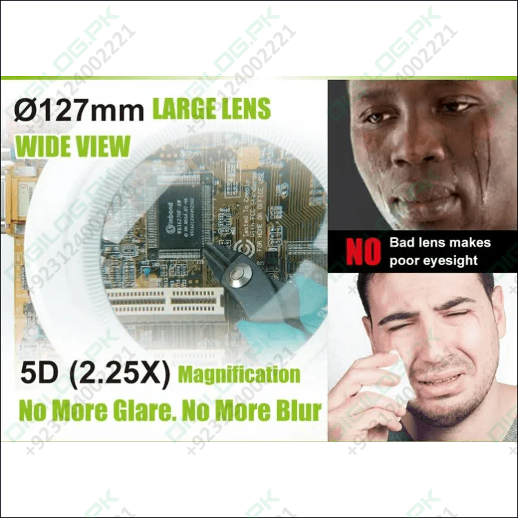 Proskit MA 1209 Clip-on 5D Magnifying Glass LED Light - Perfect for Tool Repair and Detailed Work