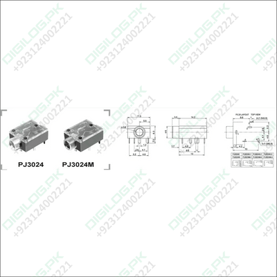 With Fitting Nut 3.5mm 1/8 Female Audio Connector 5 Pin DIP Stereo Headphone Jack PJ3024M