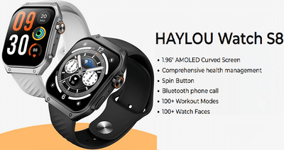 HAYLOU Watch S8 Smart Watch 1.96'' AMOLED Curved Screen